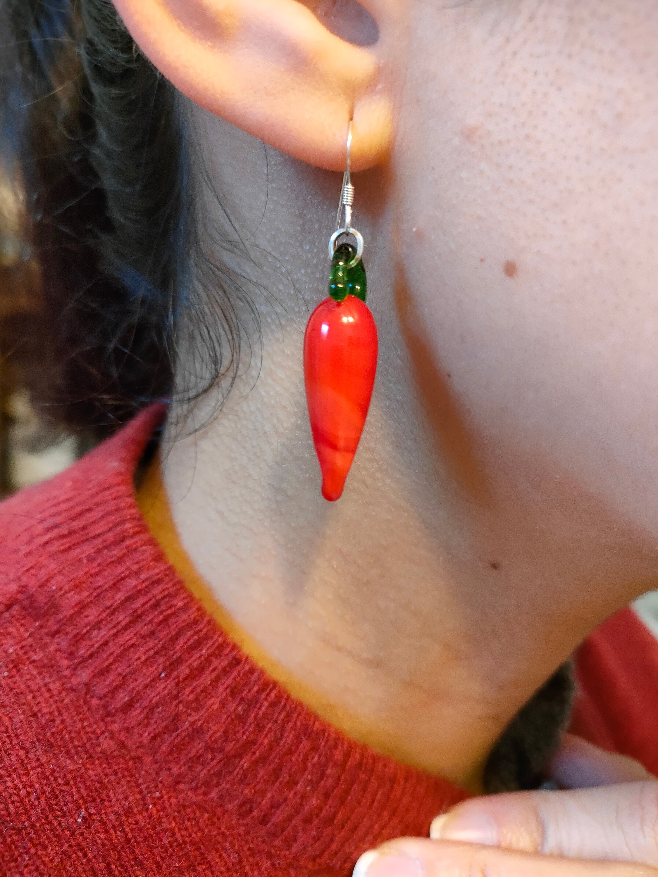 Red Hot Chilli Pepper Earrings | Sterling Silver Earrings | 925 Silver | Wire Wrapped  | Women Gifts | Earrings | Vegetable jewelry | Dangle