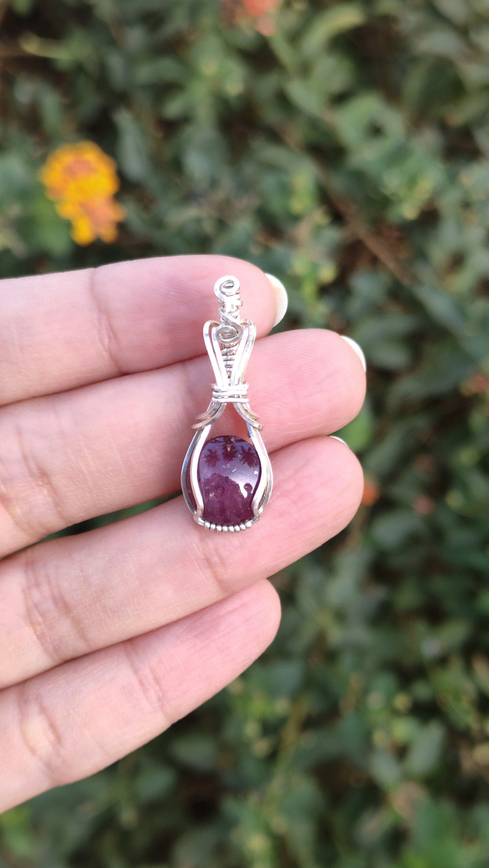 Wire Wrapped Ruby in Sterling Silver | Ruby Jewelry | silver pendant | Silver jewelry | Dainty Jewelry | Relax stone | Dainty