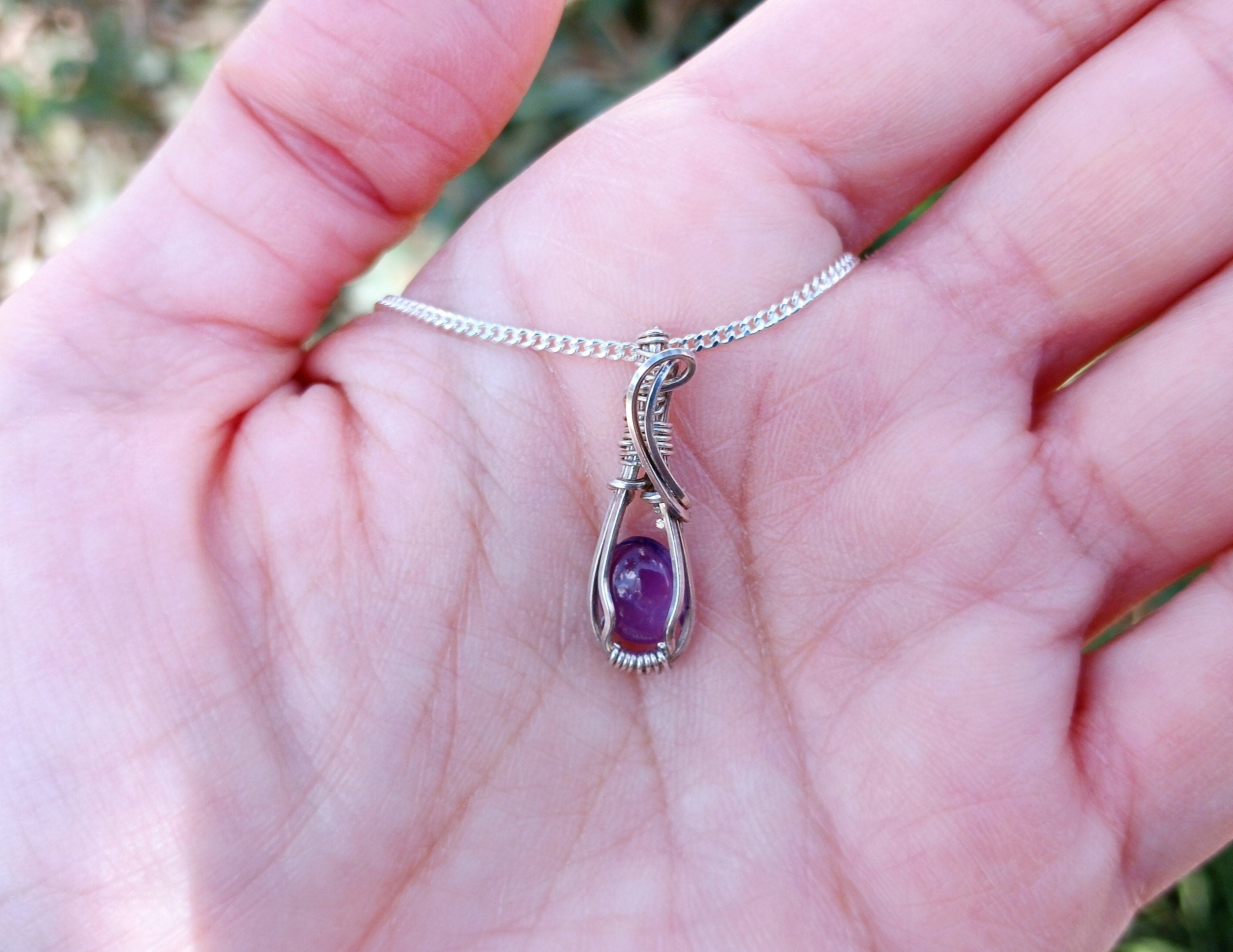 Mini Amethyst Pendant | Mini Pendant | .925 Sterling Silver | Silver Pendant| Silver | gifts | Purple stone| Dainty Jewelry | Amethyst