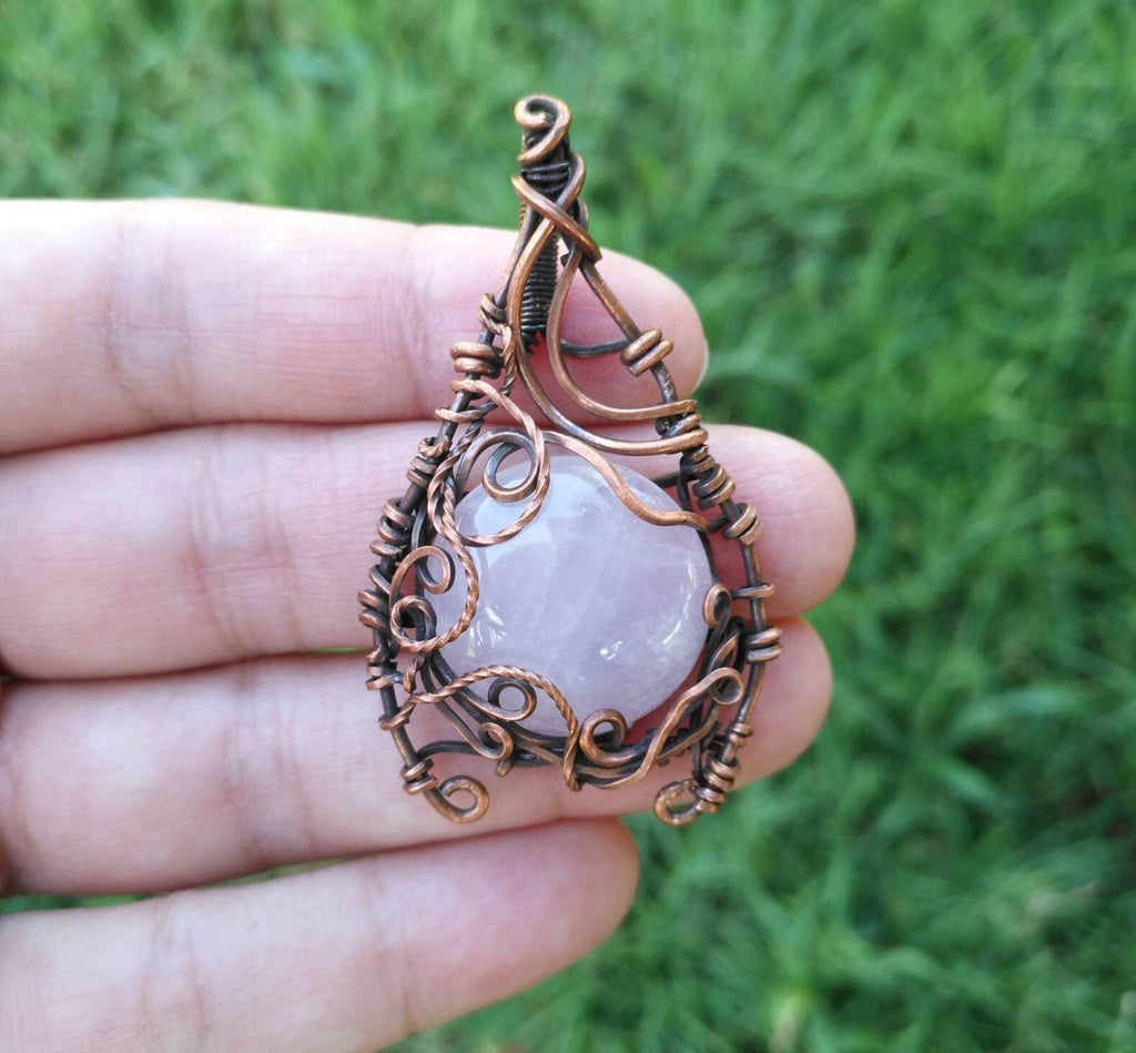 Rose Quartz Pendant | Fantasy Jewelry | Mythical Rose Quartz Necklace | Gemstone Fantasy Jewelry | Pink Rose Quartz Necklace | Love Stone