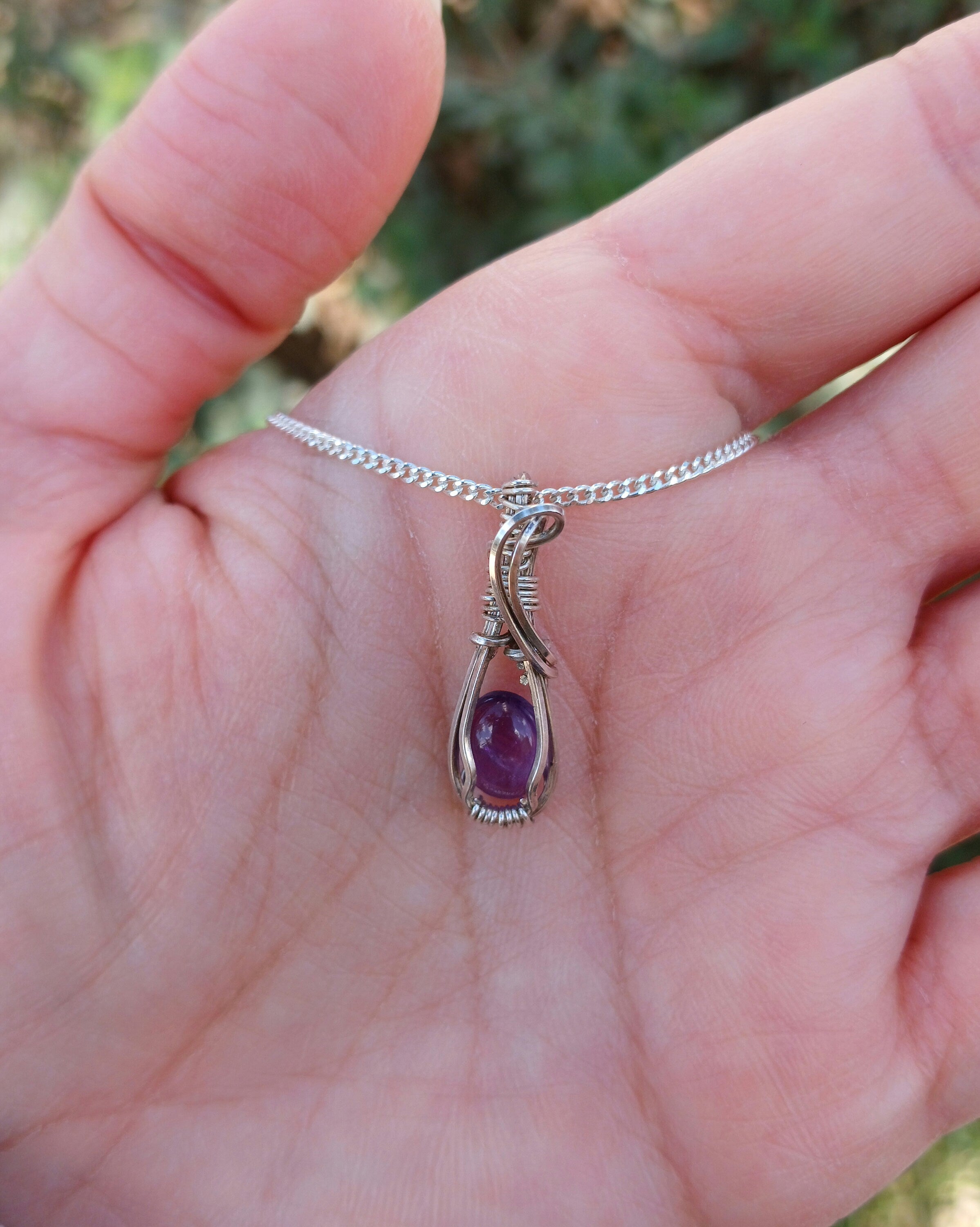Mini Amethyst Pendant | Mini Pendant | .925 Sterling Silver | Silver Pendant| Silver | gifts | Purple stone| Dainty Jewelry | Amethyst