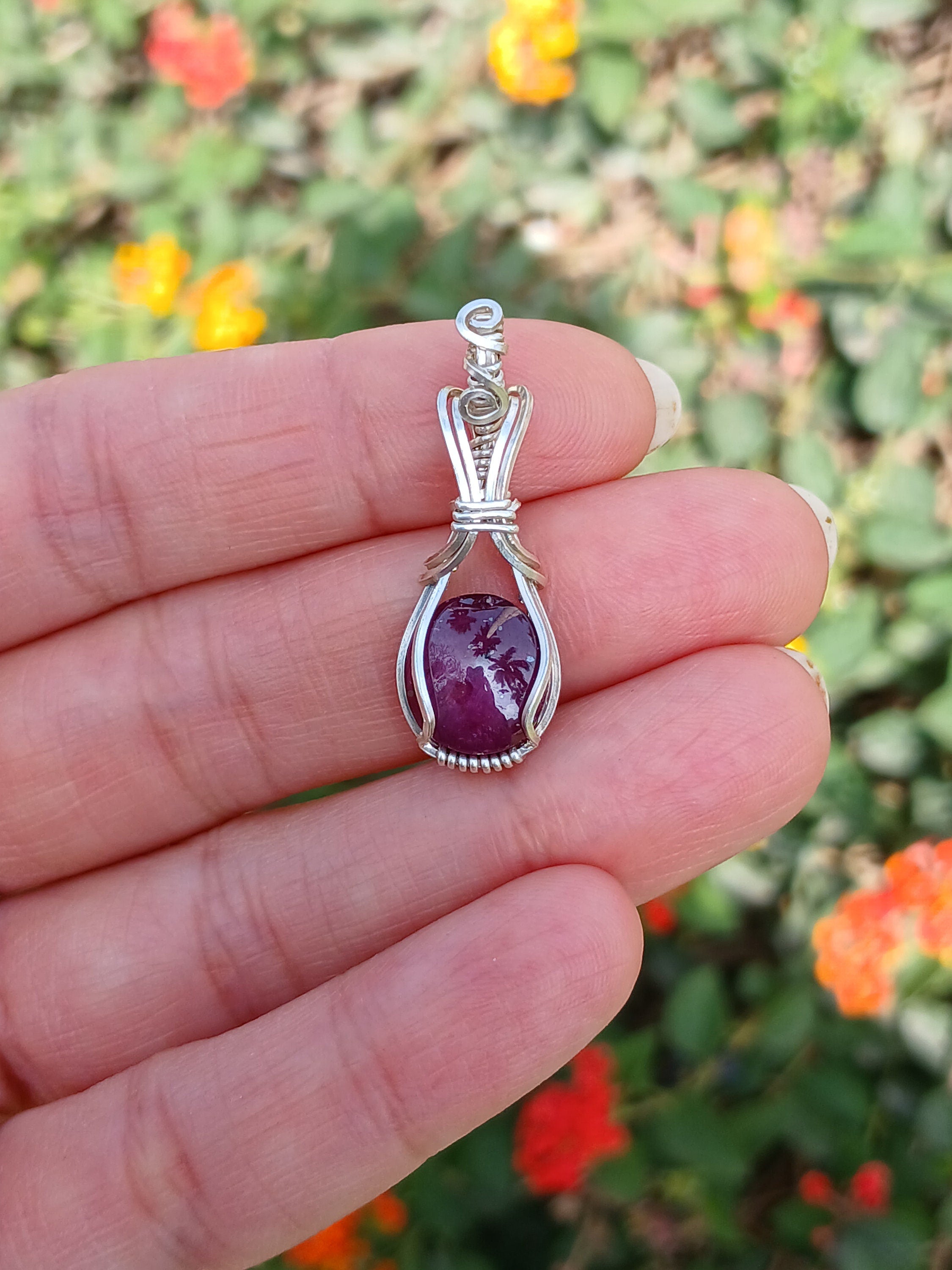 Wire Wrapped Ruby in Sterling Silver | Ruby Jewelry | silver pendant | Silver jewelry | Dainty Jewelry | Relax stone | Dainty