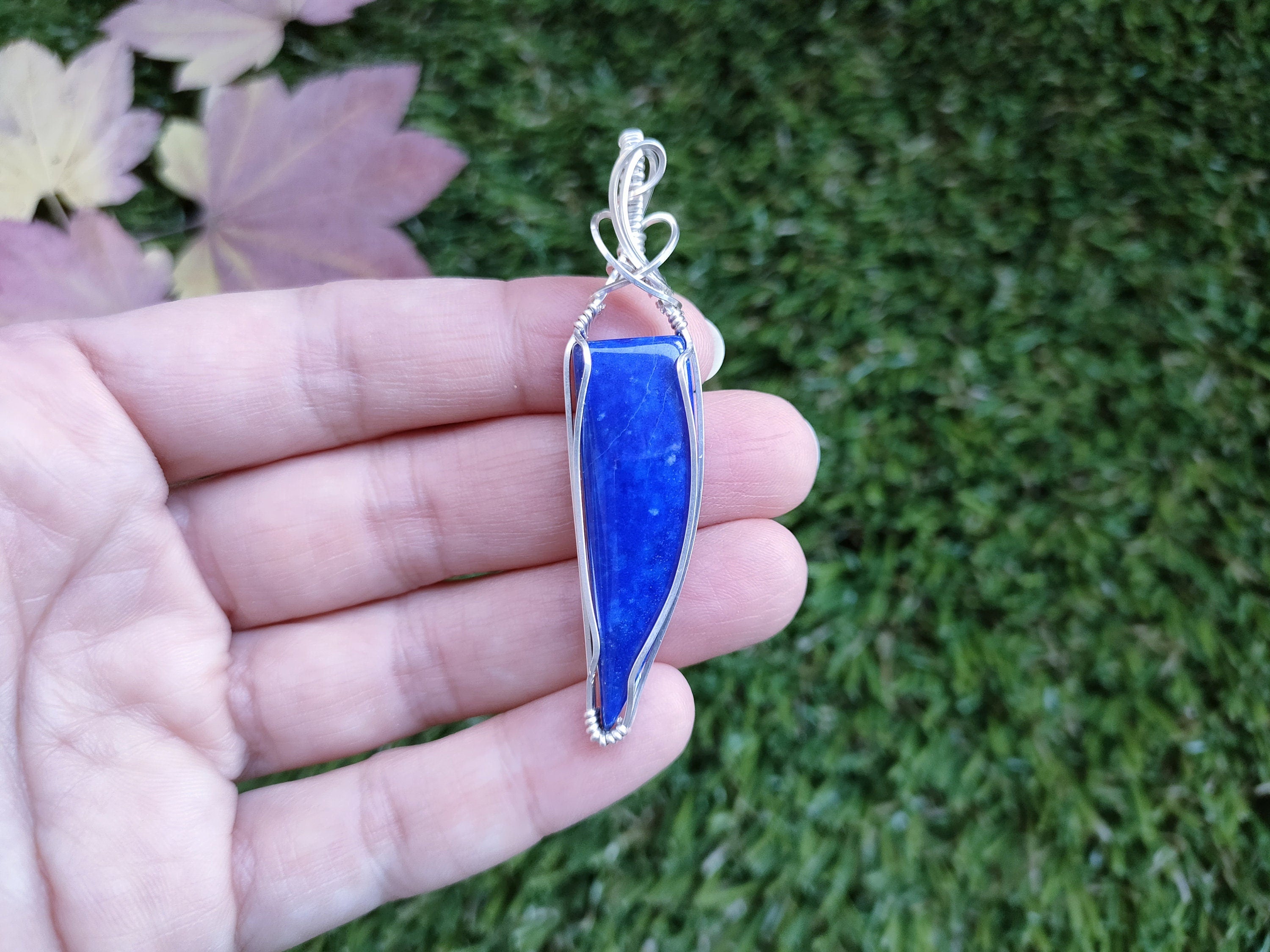 Lapis Lazuli Necklace | Dainty Necklace | Wire Wrapped Lapis Lazuli |.925 Sterling Silver Necklace | Lapis Lazuli Pendant | Gemstone | Blue
