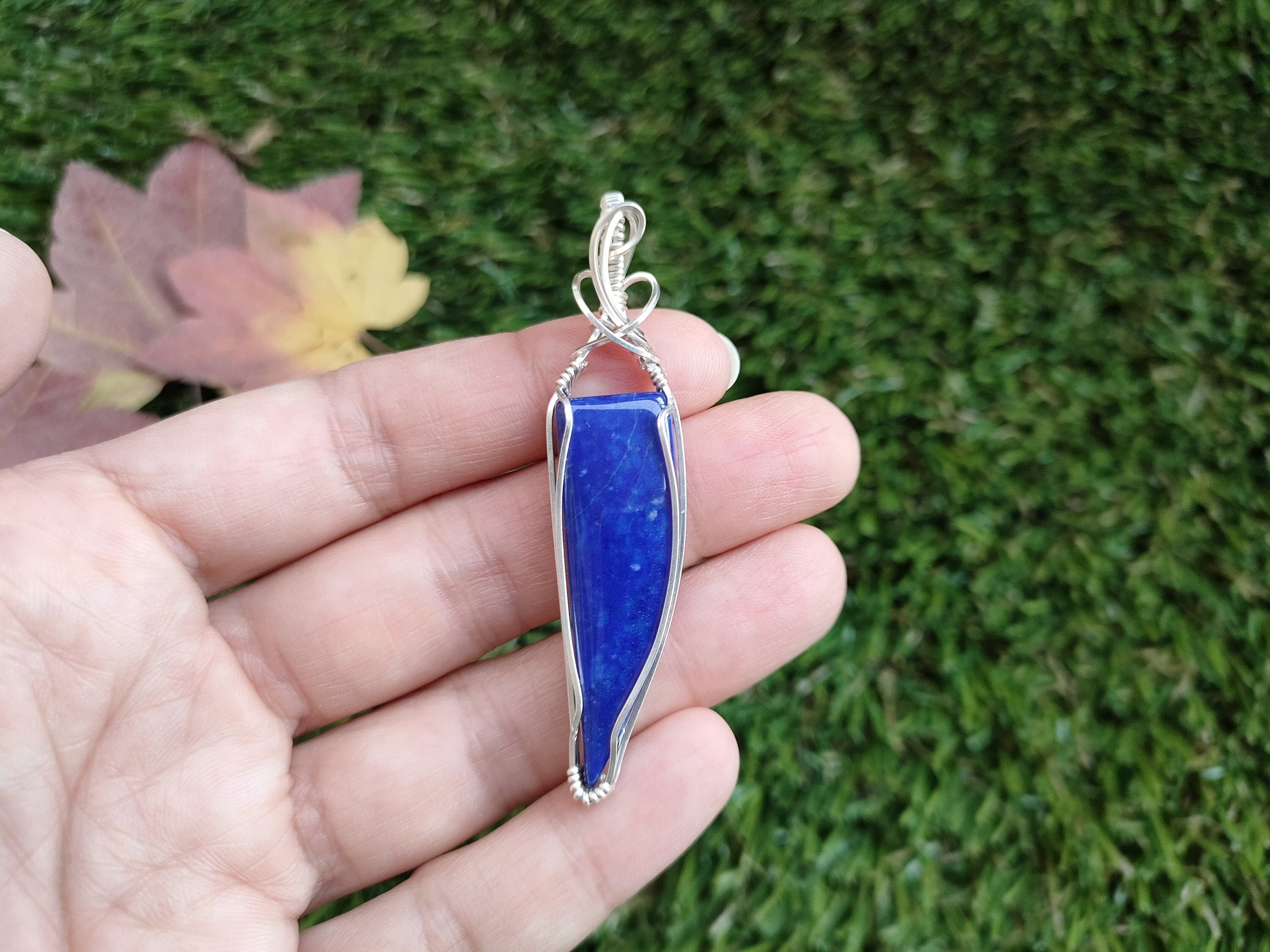 Lapis Lazuli Necklace | Dainty Necklace | Wire Wrapped Lapis Lazuli |.925 Sterling Silver Necklace | Lapis Lazuli Pendant | Gemstone | Blue