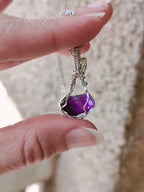 Wire Wrapped Rough Amethyst in Sterling Silver | Amethyst Jewelry | silver pendant | Silver jewelry | Dainty Jewelry | Relax stone | Dainty