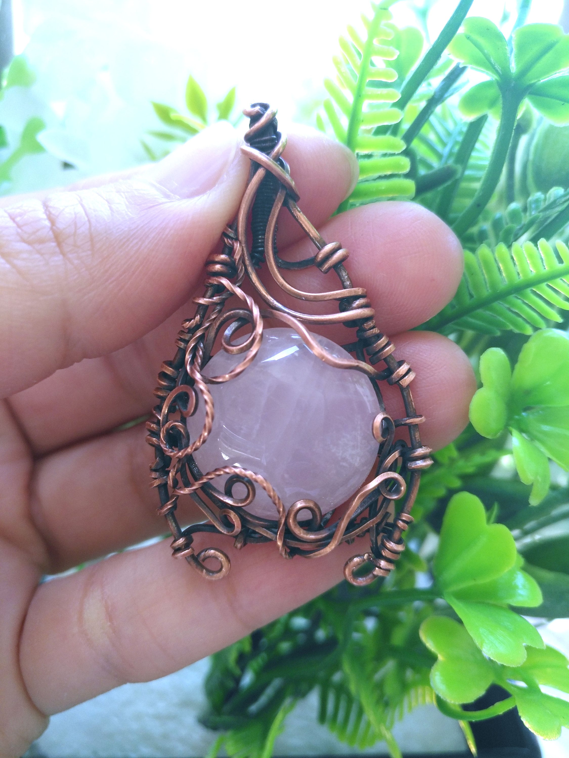Rose Quartz Pendant | Fantasy Jewelry | Mythical Rose Quartz Necklace | Gemstone Fantasy Jewelry | Pink Rose Quartz Necklace | Love Stone