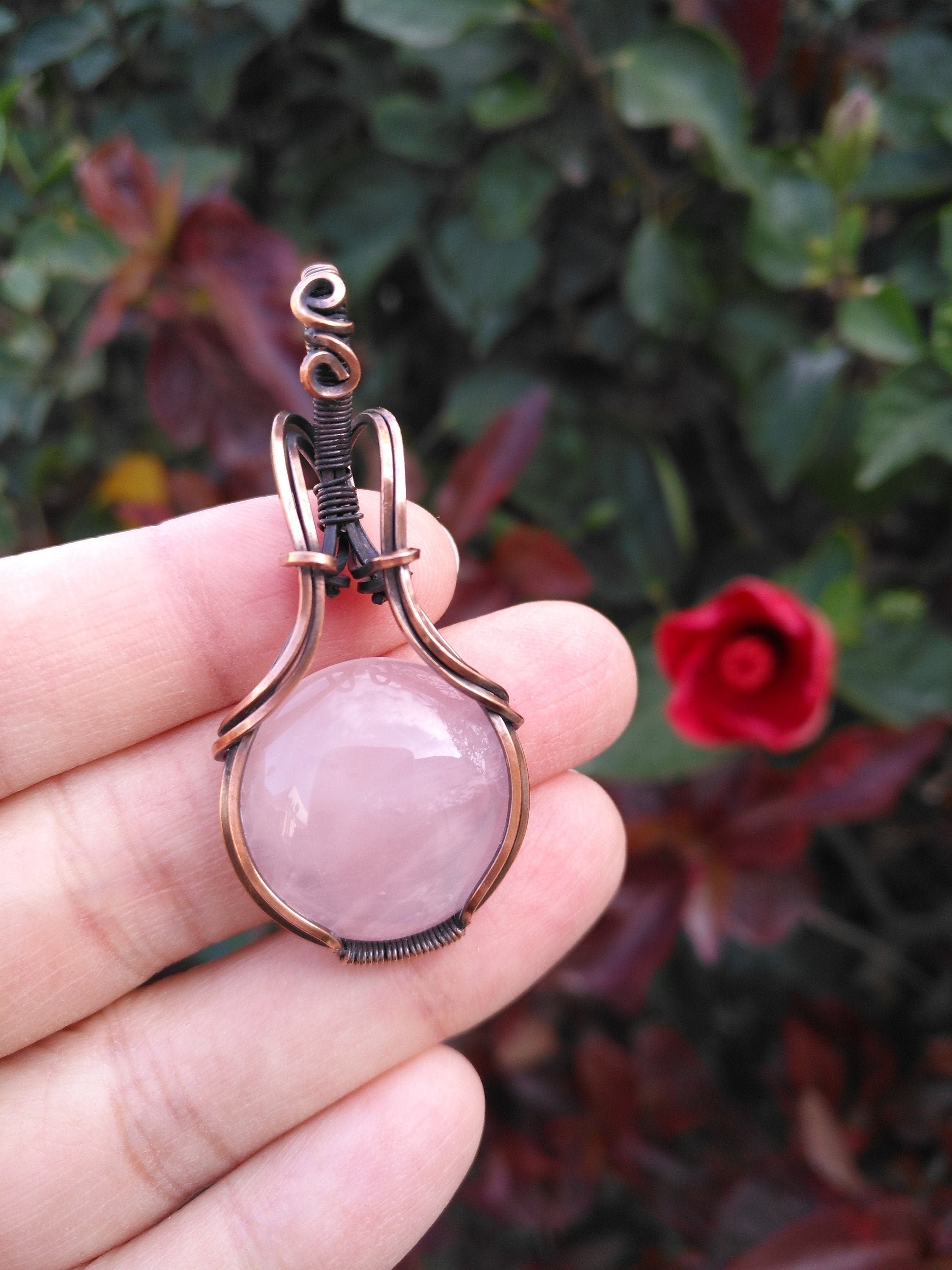 Rose Quartz Pendant | Wire Wrapped Rose Quartz | Rose Quartz Jewelry | Jewelry gifts | women gifts | rose quartz | Love stone