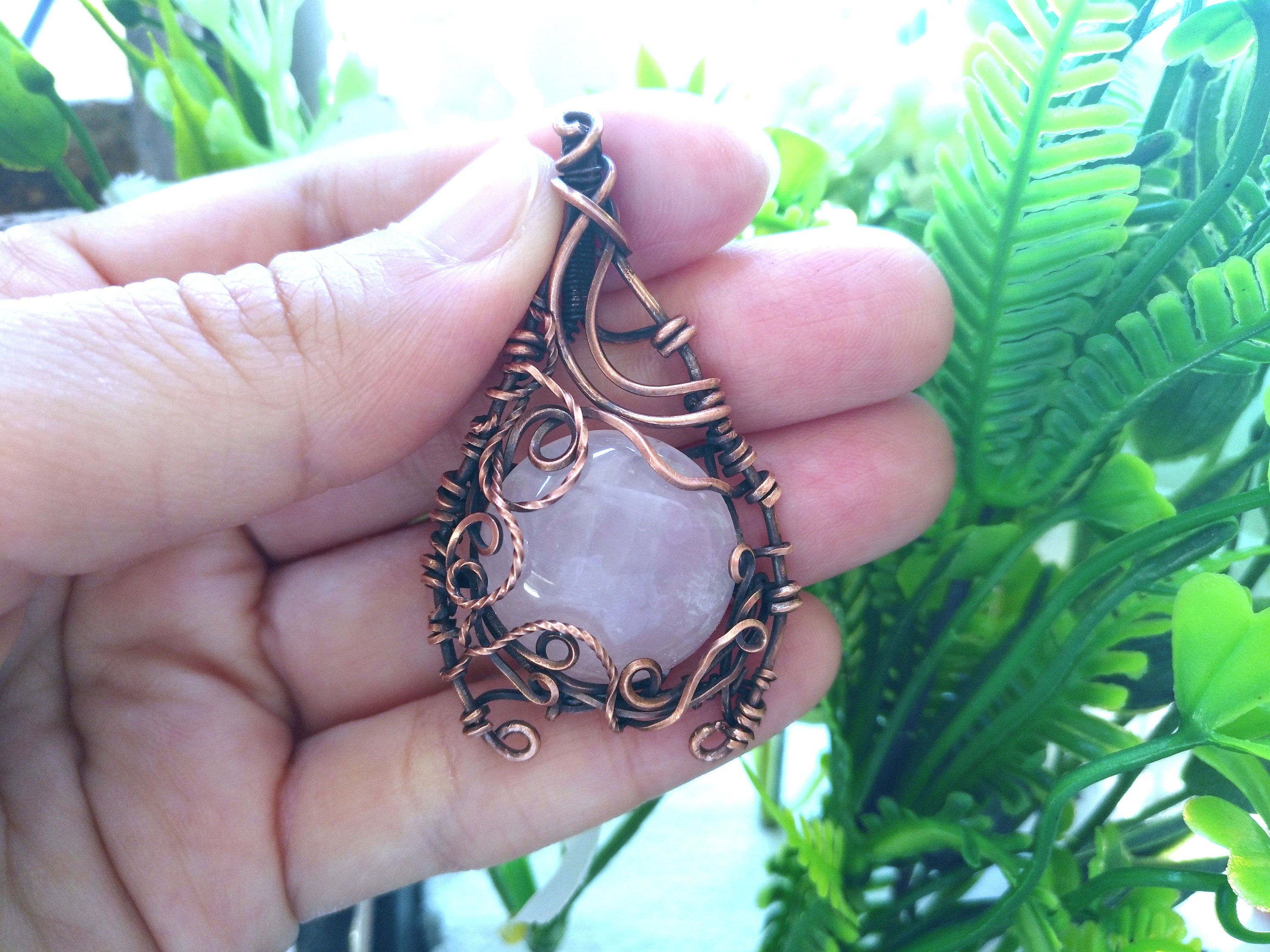 Rose Quartz Pendant | Fantasy Jewelry | Mythical Rose Quartz Necklace | Gemstone Fantasy Jewelry | Pink Rose Quartz Necklace | Love Stone