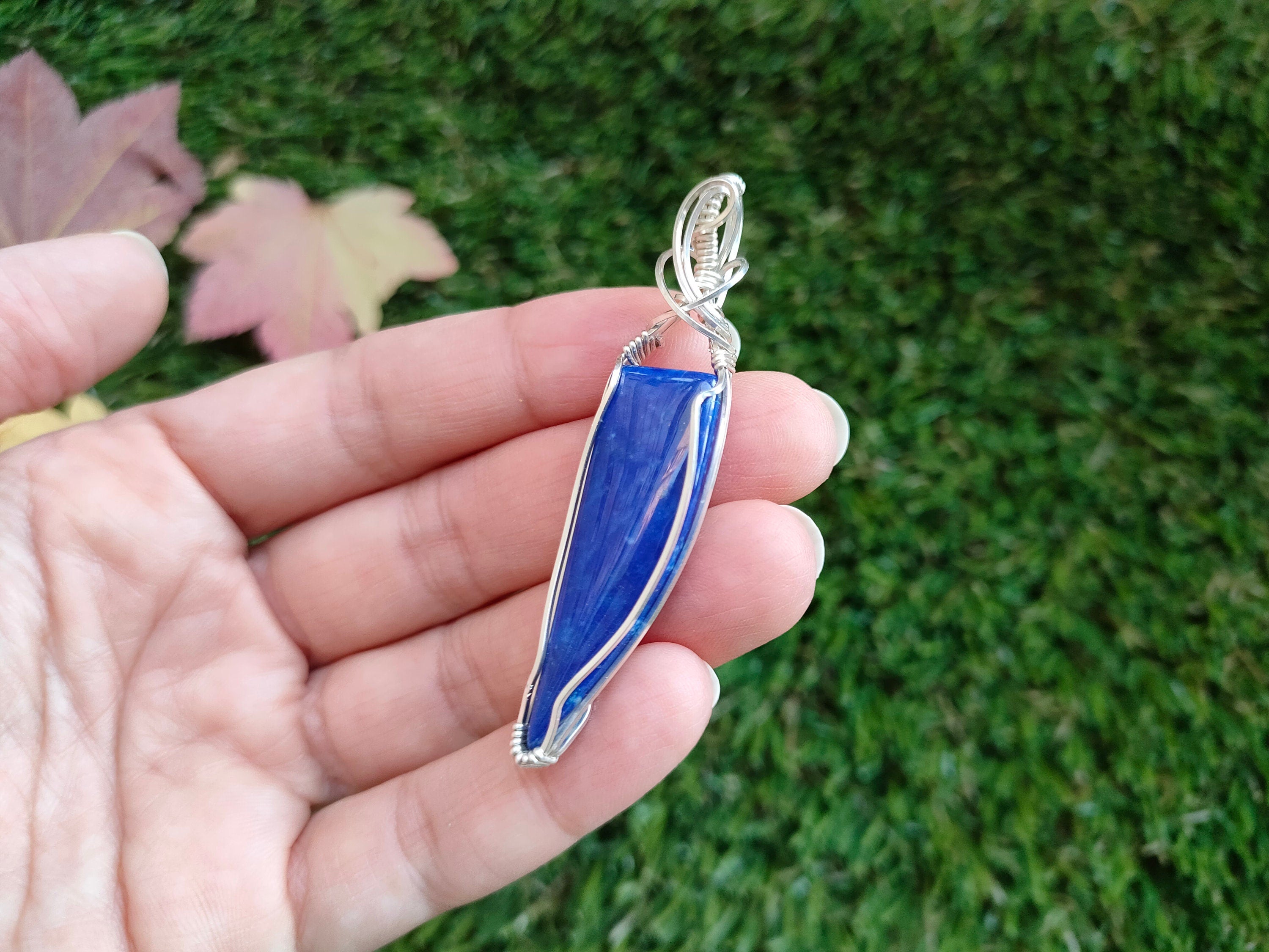 Lapis Lazuli Necklace | Dainty Necklace | Wire Wrapped Lapis Lazuli |.925 Sterling Silver Necklace | Lapis Lazuli Pendant | Gemstone | Blue