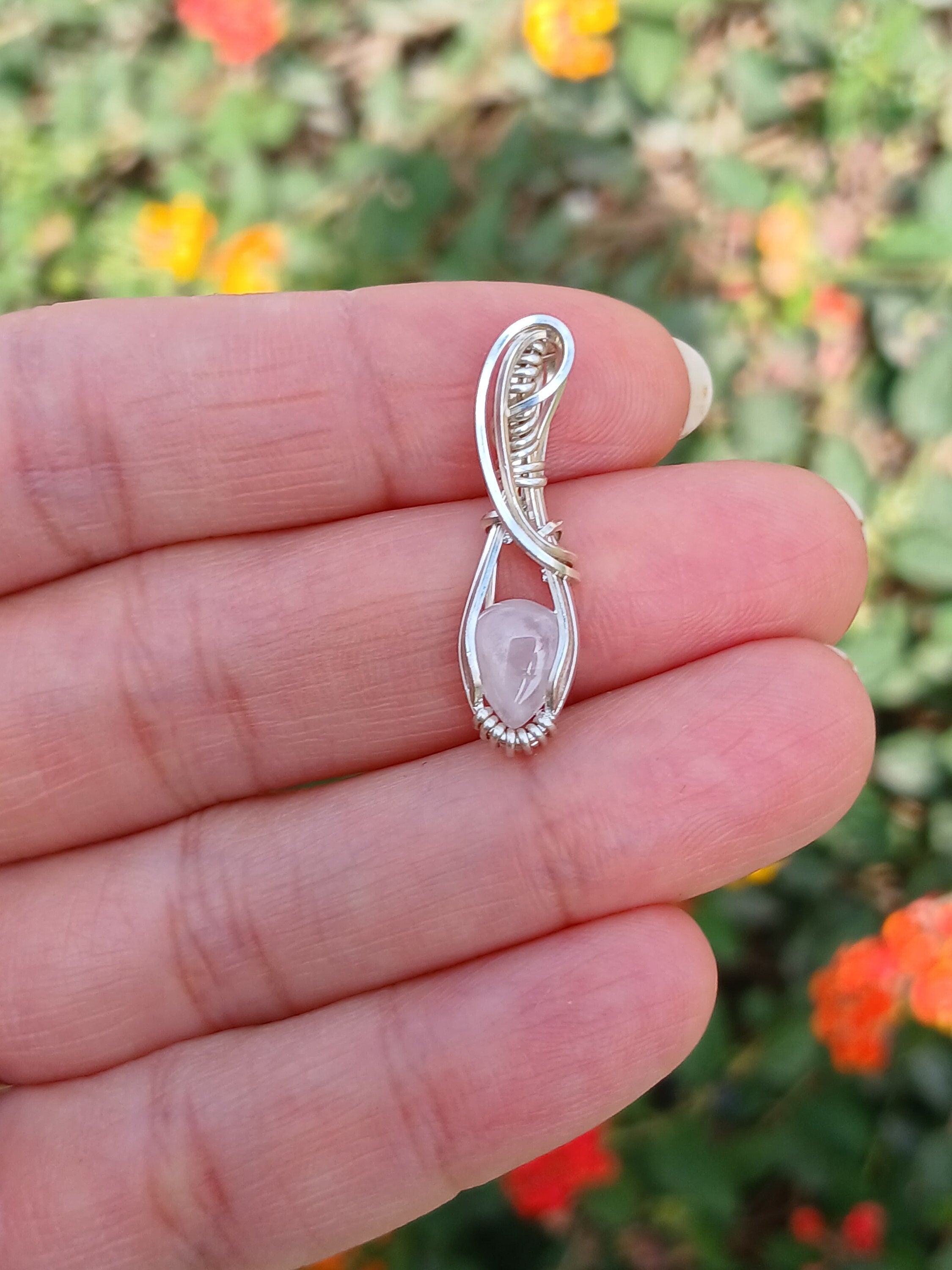 Mini Rose Quartz Pendant | Mini Pendant | .925 Sterling Silver | Silver Pendant| Silver | gifts | Love stone| Dainty Jewelry | Rose Quartz