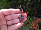 A Dark Purple Amethyst Pendant in Oxidized Copper Wire - Amethyst Pendant - Wire Wrapped Amethyst