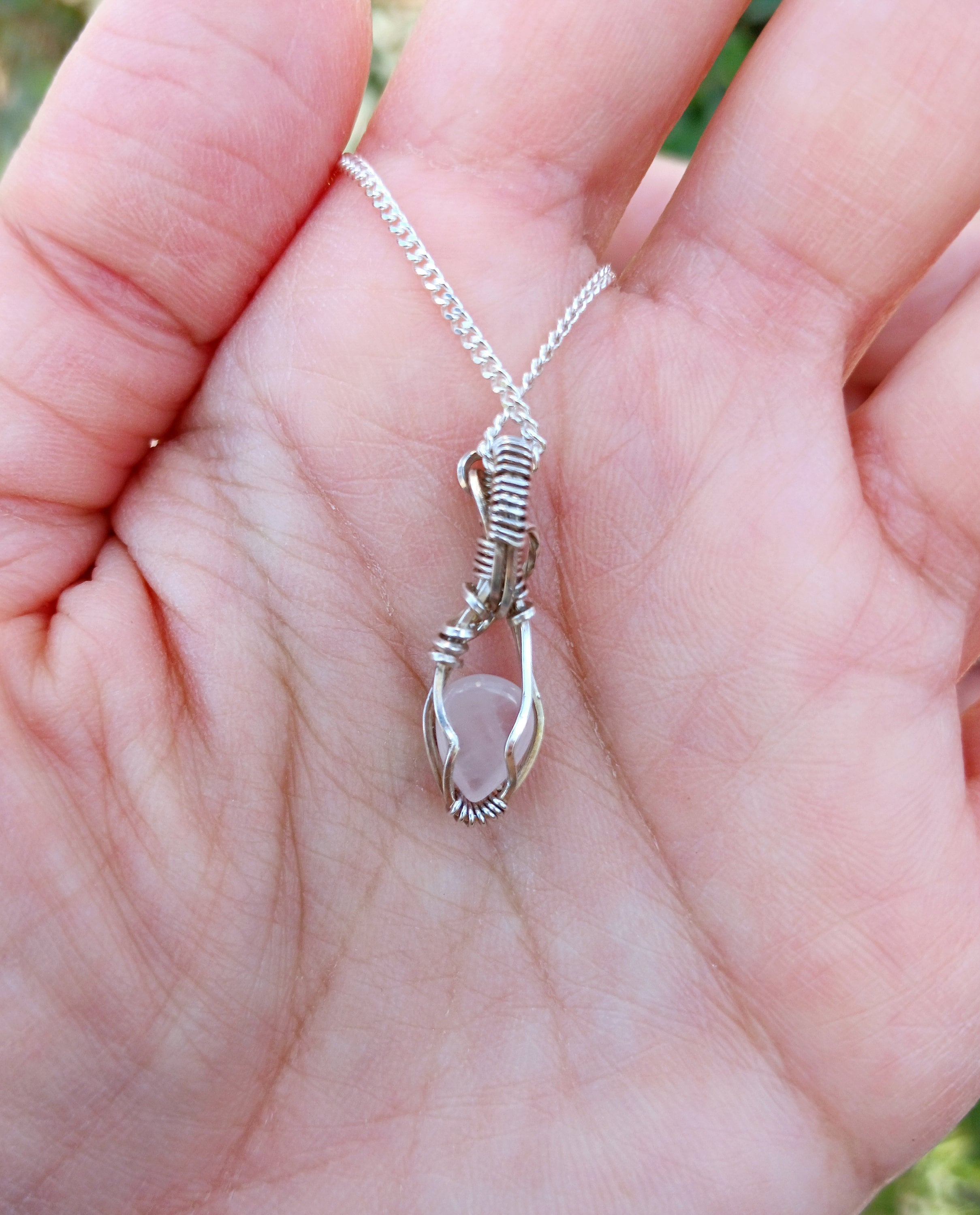 Mini Rose Quartz Pendant | Mini Pendant | .925 Sterling Silver | Silver Pendant| Silver | gifts | Love stone| Dainty Jewelry | Rose Quartz
