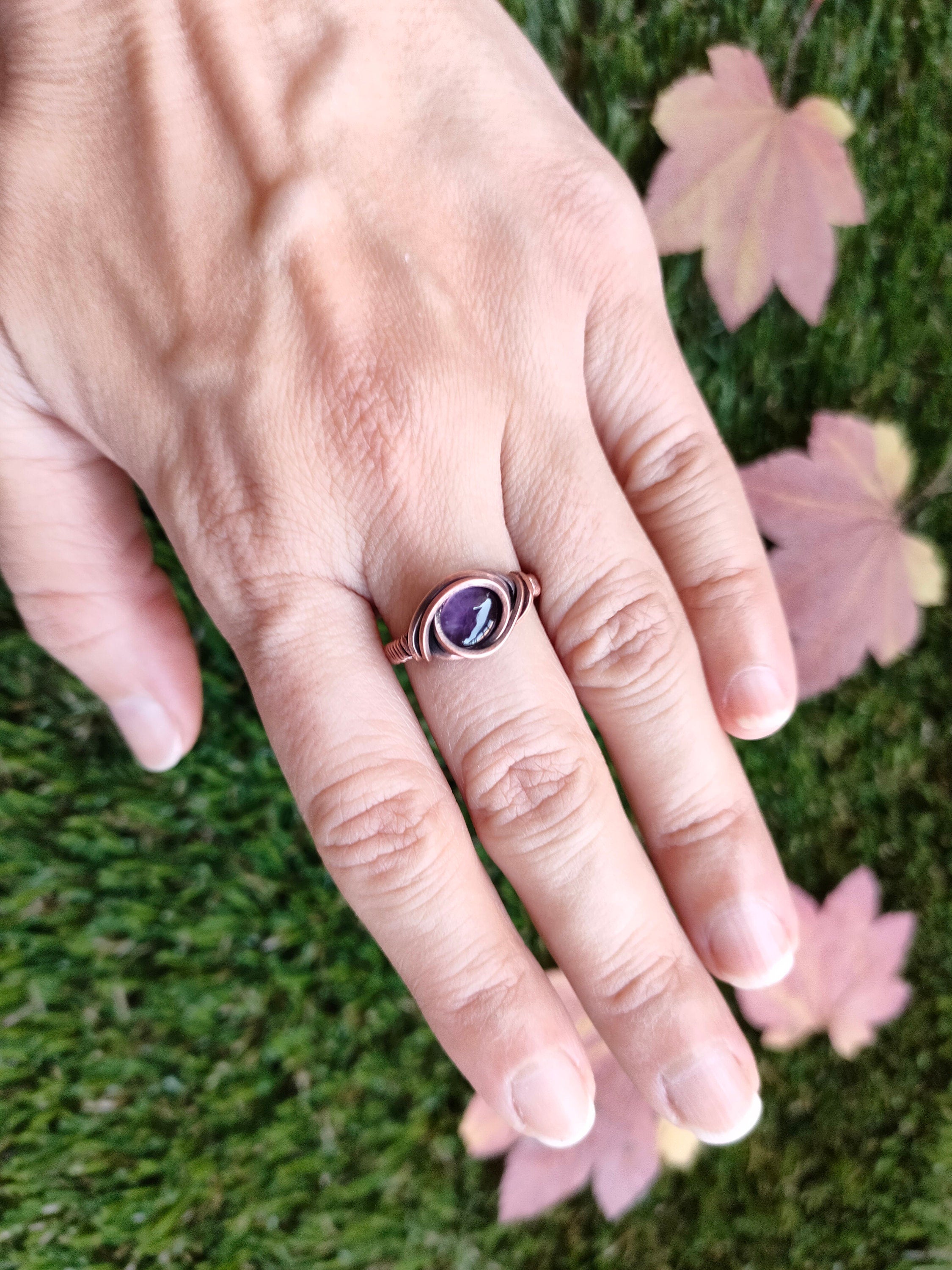 Mini Amethyst Ring| Amethyst Jewelry | Gemstone jewelry | Sci fi Ring| Fantasy jewelry | Amethyst love | Wire Wrapped