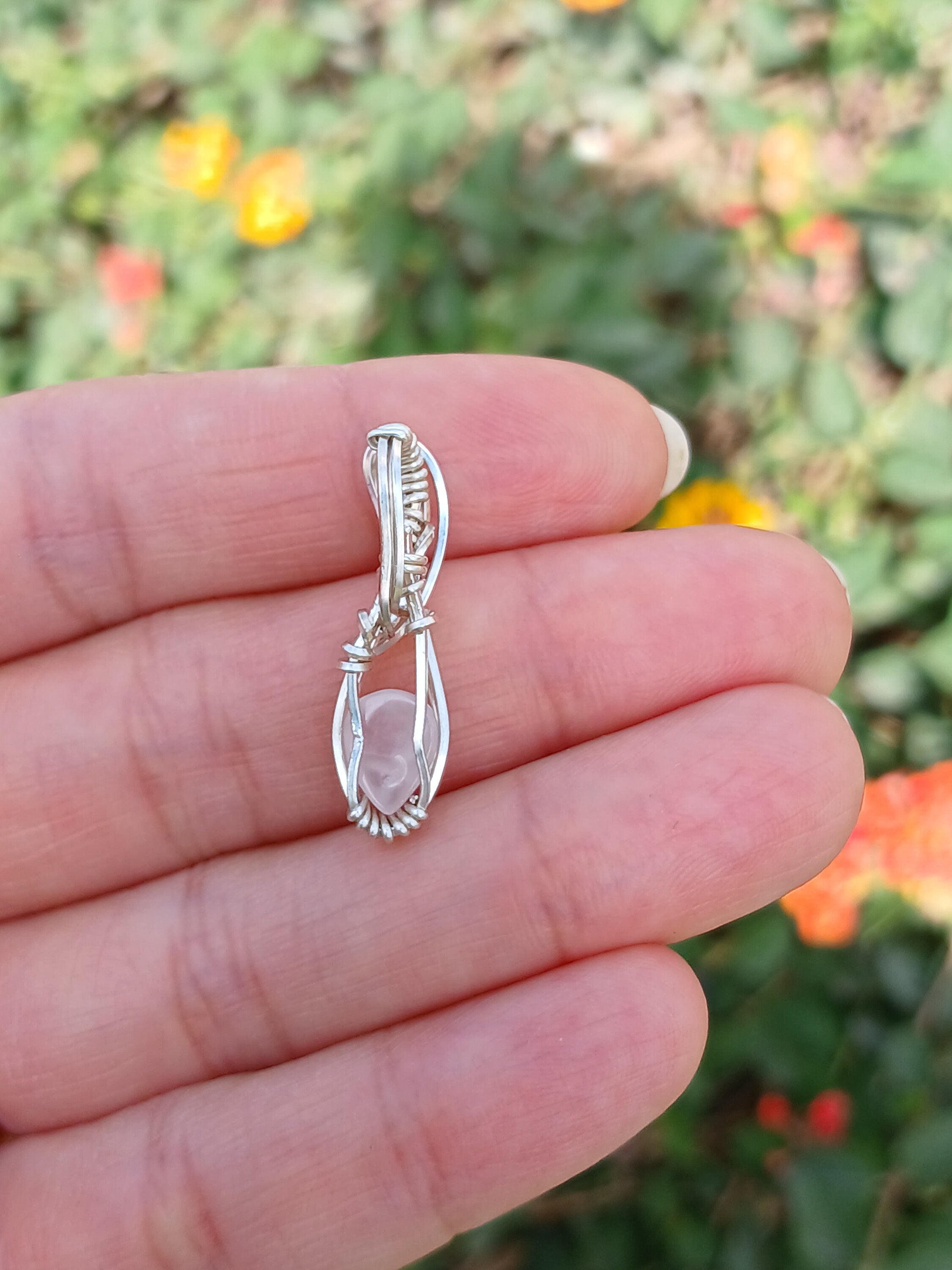 Mini Rose Quartz Pendant | Mini Pendant | .925 Sterling Silver | Silver Pendant| Silver | gifts | Love stone| Dainty Jewelry | Rose Quartz