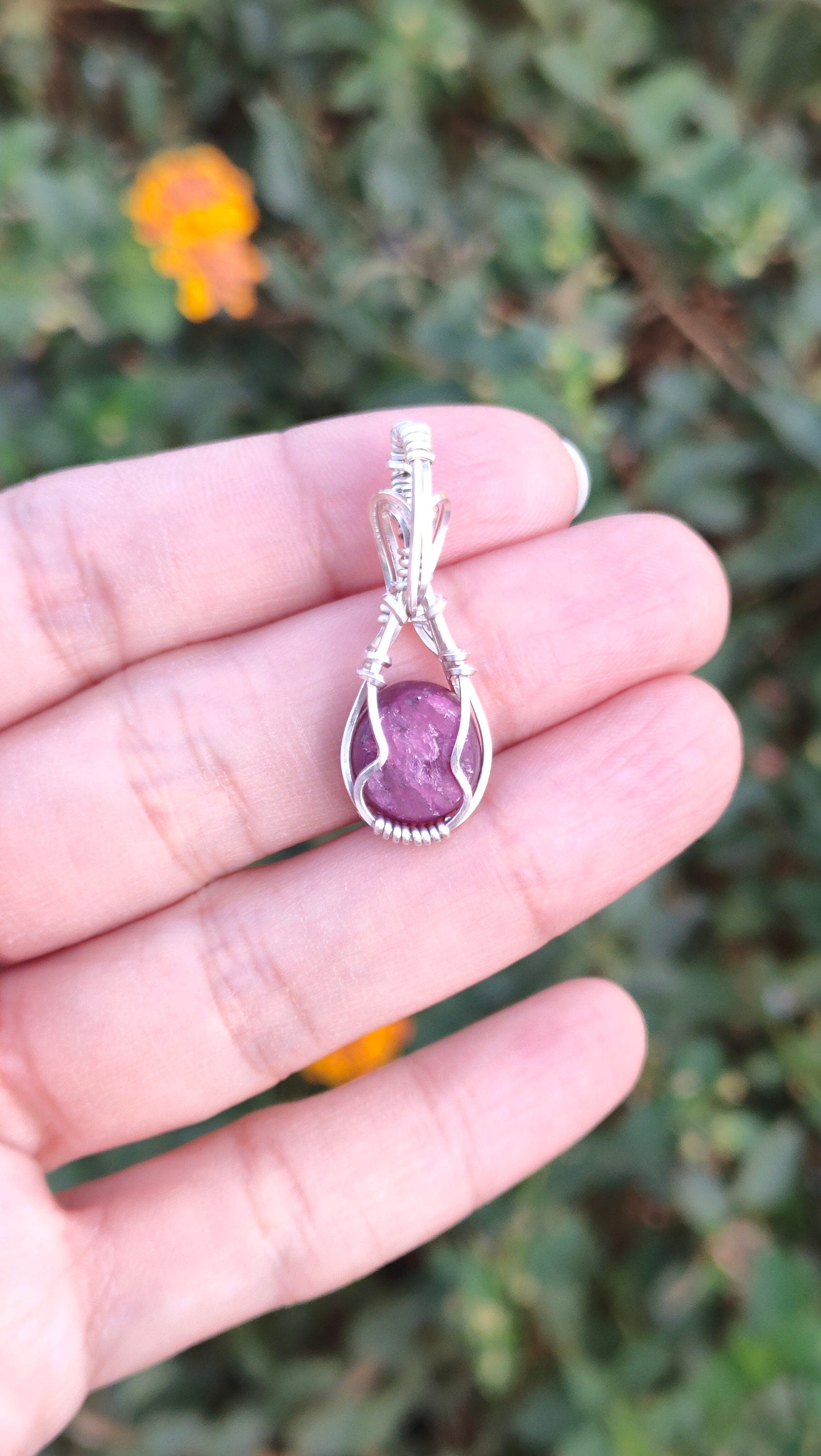 Wire Wrapped Ruby in Sterling Silver | Ruby Jewelry | silver pendant | Silver jewelry | Dainty Jewelry | Relax stone | Dainty
