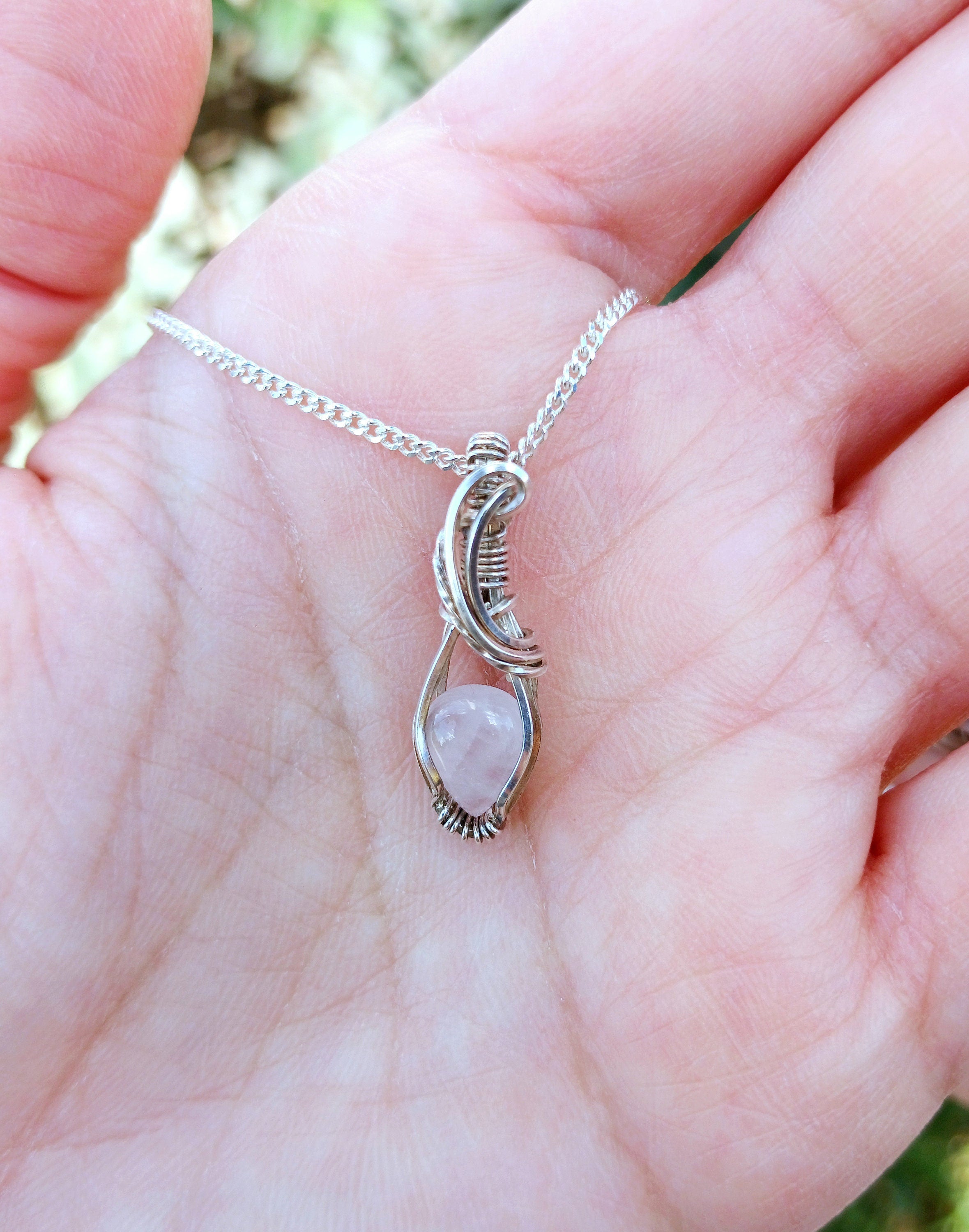 Mini Rose Quartz Pendant | Mini Pendant | .925 Sterling Silver | Silver Pendant| Silver | gifts | Love stone| Dainty Jewelry | Rose Quartz