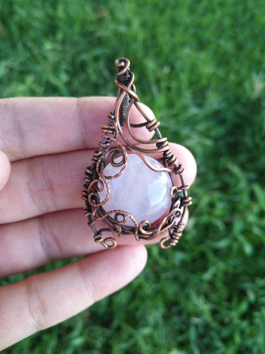 Rose Quartz Pendant | Fantasy Jewelry | Mythical Rose Quartz Necklace | Gemstone Fantasy Jewelry | Pink Rose Quartz Necklace | Love Stone