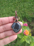Spider Web Obsidian in Oxidized Copper Wire - Copper Pendant - Wire wrapped - Spiderweb - Halloween - Pendant - Copper Pendant - Creepy gift