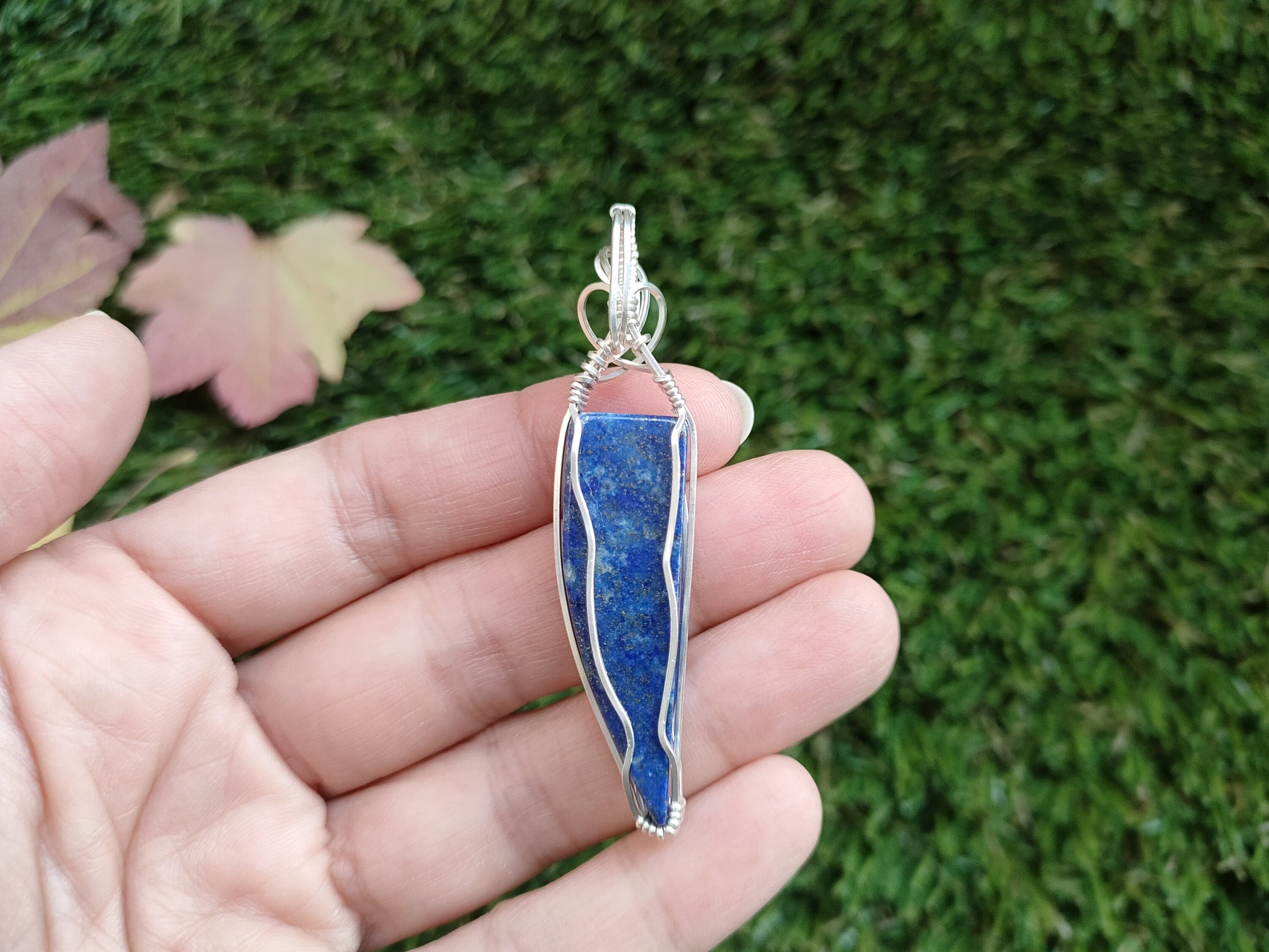 Lapis Lazuli Necklace | Dainty Necklace | Wire Wrapped Lapis Lazuli |.925 Sterling Silver Necklace | Lapis Lazuli Pendant | Gemstone | Blue